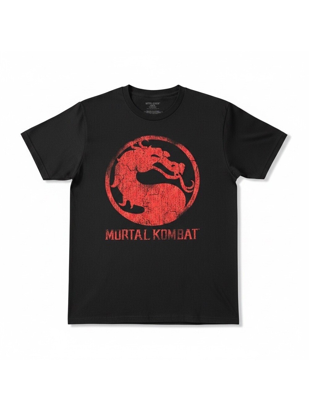 Mortal Kombat Shirt Mens Black Red Klassic Logo Graphic Tee 100% Cotton Used